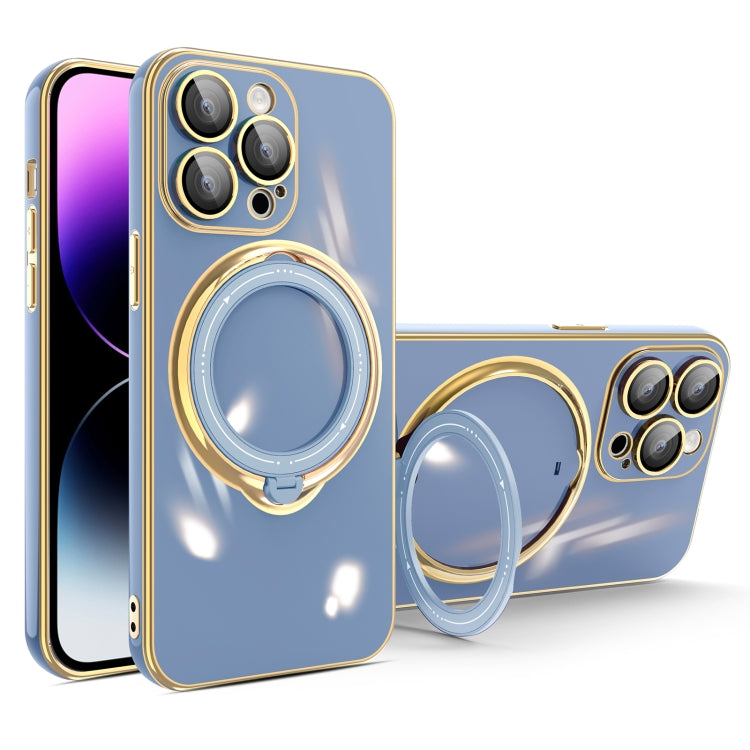 For iPhone 15 Pro Max Multifunction Electroplating MagSafe Holder Phone Case(Blue) - HoMEdemic™ 