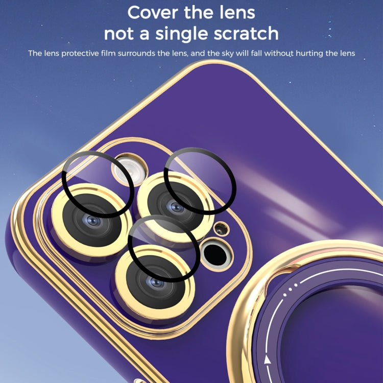 For iPhone 15 Pro Max Multifunction Electroplating MagSafe Holder Phone Case(Dark Purple) - HoMEdemic™ 