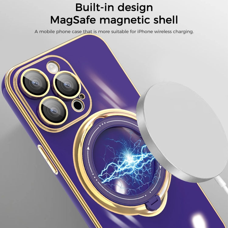 For iPhone 15 Pro Max Multifunction Electroplating MagSafe Holder Phone Case(Dark Purple) - HoMEdemic™ 