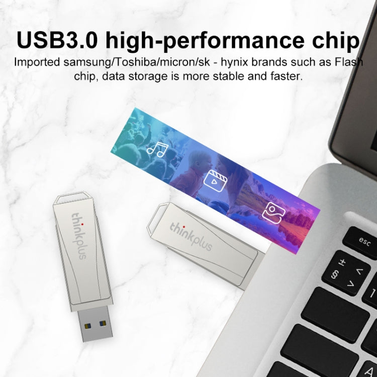 Lenovo Thinkplus USB 3.0 Rotating Flash Drive, Memory:128GB(Silver) - HoMEdemic™ 