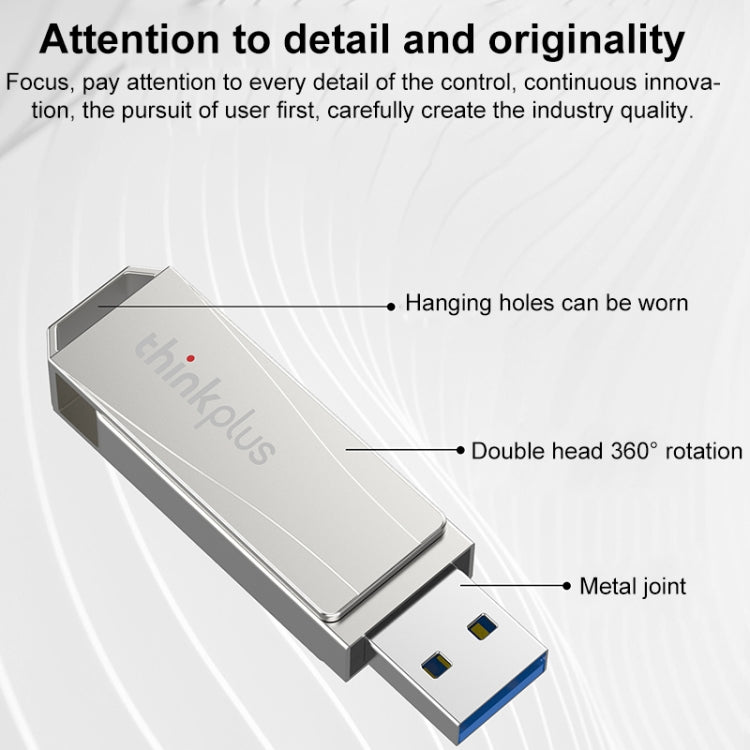 Lenovo Thinkplus USB 3.0 Rotating Flash Drive, Memory:128GB(Silver) - HoMEdemic™ 