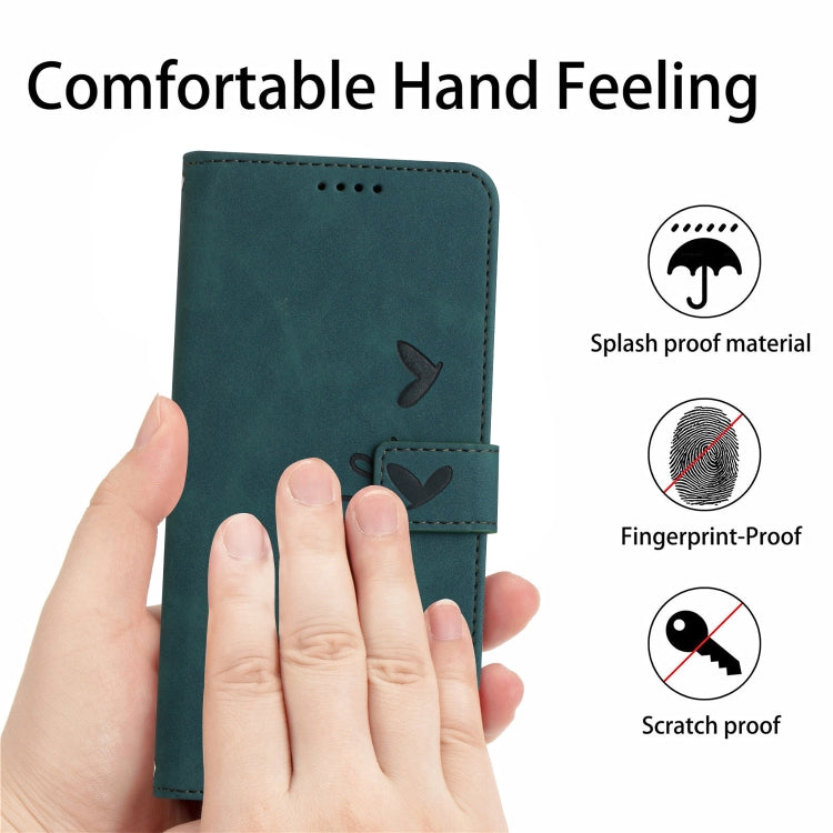 For iPhone 15 Pro Max Skin Feel Heart Pattern Leather Phone Case(Green) - HoMEdemic™ 