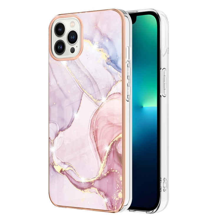 Electroplating Marble Pattern Dual-side IMD TPU Shockproof Phone Case For iPhone 15 Pro(Rose Gold 005) - HoMEdemic™ 