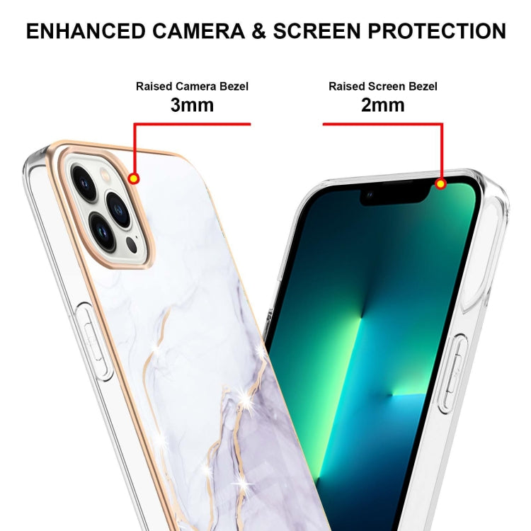Electroplating Marble Pattern Dual-side IMD TPU Shockproof Phone Case For iPhone 15 Pro Max(White 006) - HoMEdemic™ 