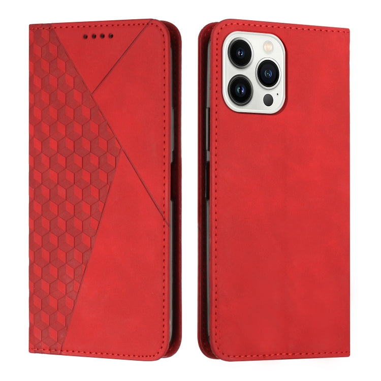 For iPhone 15 Pro Max Diamond Splicing Skin Feel Magnetic Leather Phone Case(Red) - HoMEdemic™ 
