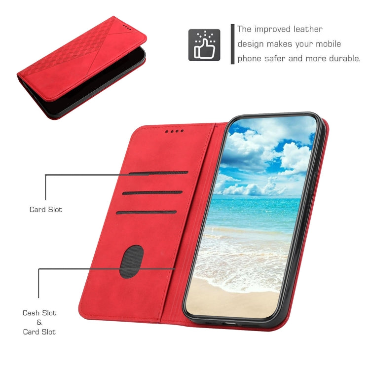 For iPhone 15 Pro Max Diamond Splicing Skin Feel Magnetic Leather Phone Case(Red) - HoMEdemic™ 