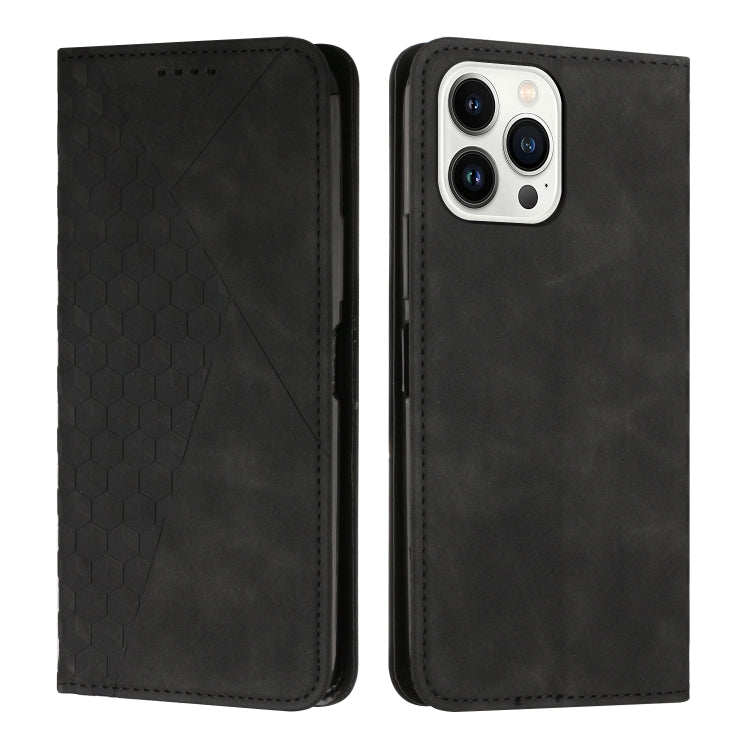 For iPhone 15 Pro Max Diamond Splicing Skin Feel Magnetic Leather Phone Case(Black) - HoMEdemic™ 