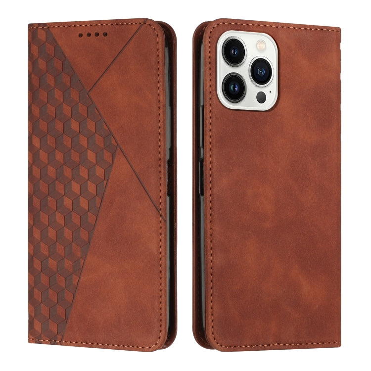 For iPhone 15 Pro Diamond Splicing Skin Feel Magnetic Leather Phone Case(Brown) - HoMEdemic™ 