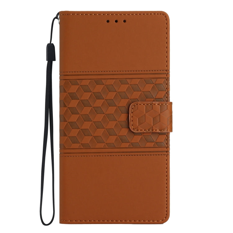 For iPhone 15 Pro Diamond Embossed Skin Feel Leather Phone Case(Brown) - HoMEdemic™ 