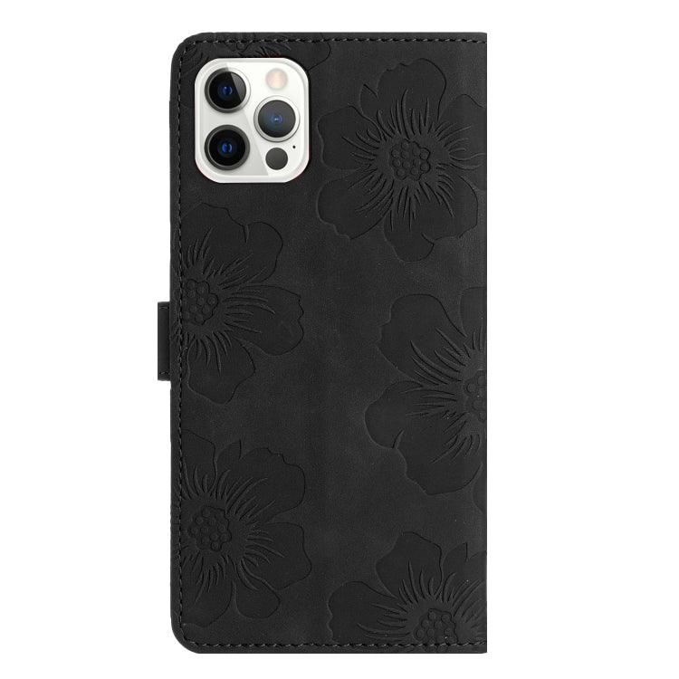 For iPhone 15 Pro Max Flower Embossing Pattern Leather Phone Case(Black) - HoMEdemic™ 
