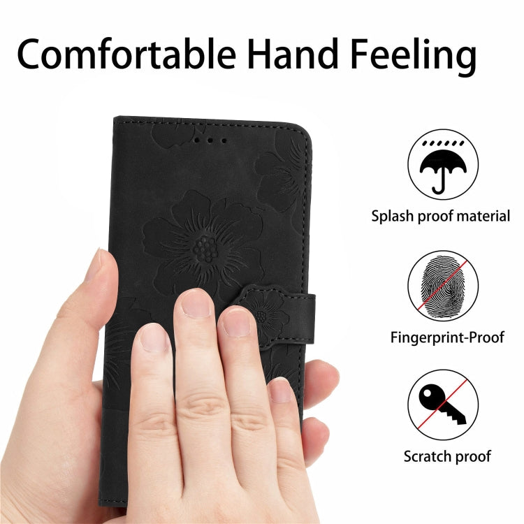 For iPhone 15 Pro Max Flower Embossing Pattern Leather Phone Case(Black) - HoMEdemic™ 