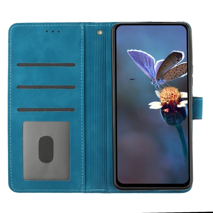 For iPhone 15 Pro Flower Embossing Pattern Leather Phone Case(Blue) - HoMEdemic™ 