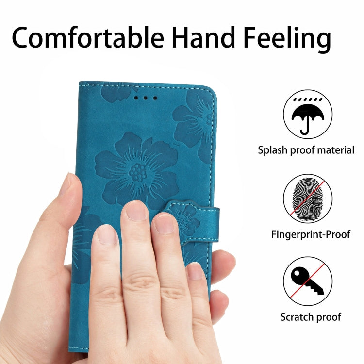 For iPhone 15 Pro Flower Embossing Pattern Leather Phone Case(Blue) - HoMEdemic™ 