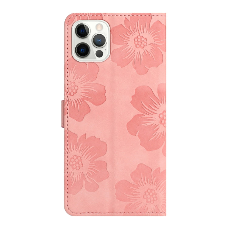 For iPhone 15 Pro Flower Embossing Pattern Leather Phone Case(Pink) - HoMEdemic™ 
