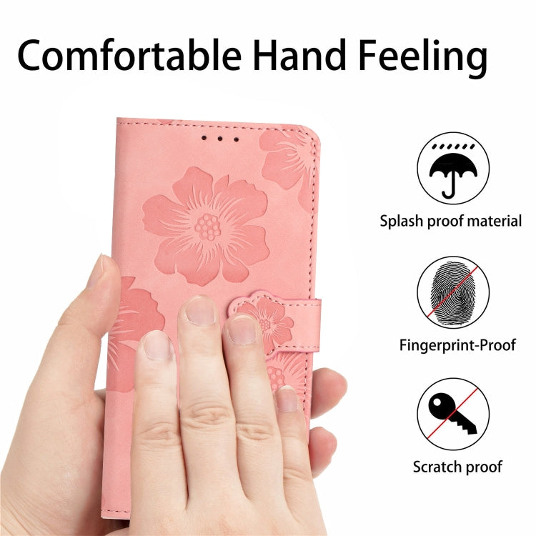 For iPhone 15 Pro Flower Embossing Pattern Leather Phone Case(Pink) - HoMEdemic™ 