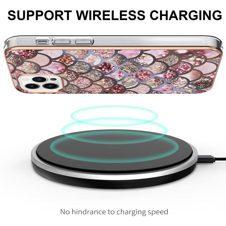 For iPhone 15 Pro Electroplating Pattern IMD TPU Shockproof Case(Pink Scales) - HoMEdemic™ 