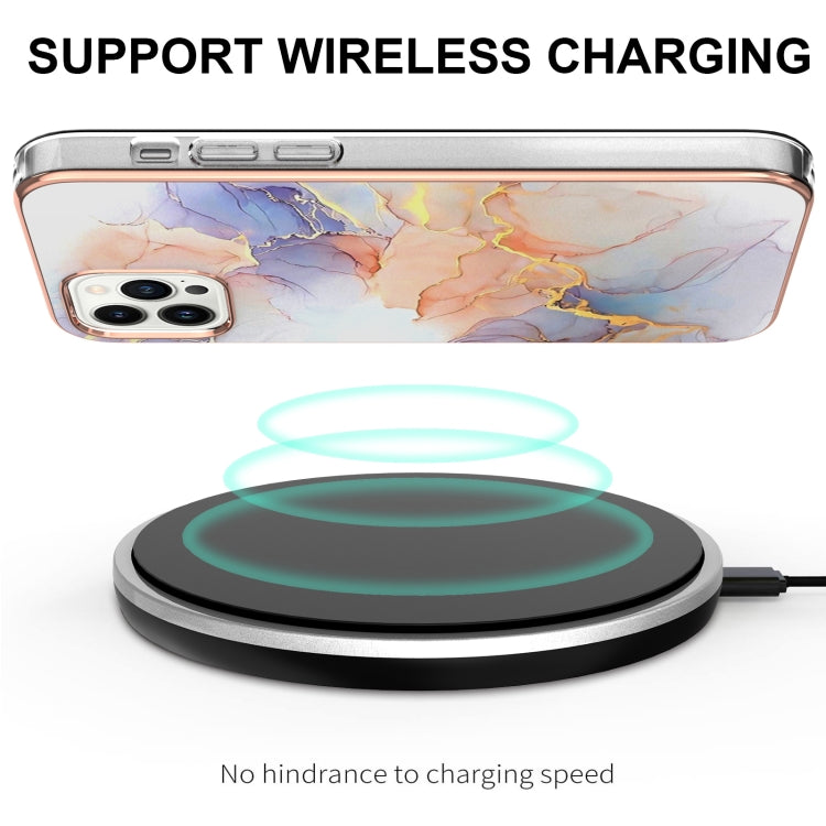 For iPhone 15 Pro Electroplating Pattern IMD TPU Shockproof Case(Milky Way White Marble) - HoMEdemic™ 