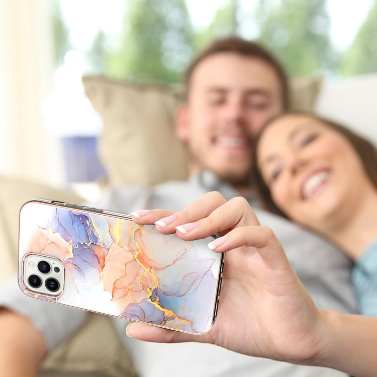 For iPhone 15 Pro Electroplating Pattern IMD TPU Shockproof Case(Milky Way White Marble) - HoMEdemic™ 