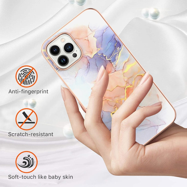 For iPhone 15 Pro Electroplating Pattern IMD TPU Shockproof Case(Milky Way White Marble) - HoMEdemic™ 