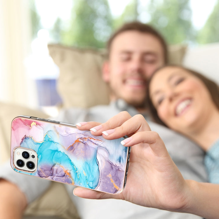 For iPhone 15 Pro Electroplating Pattern IMD TPU Shockproof Case(Milky Way Blue Marble) - HoMEdemic™ 