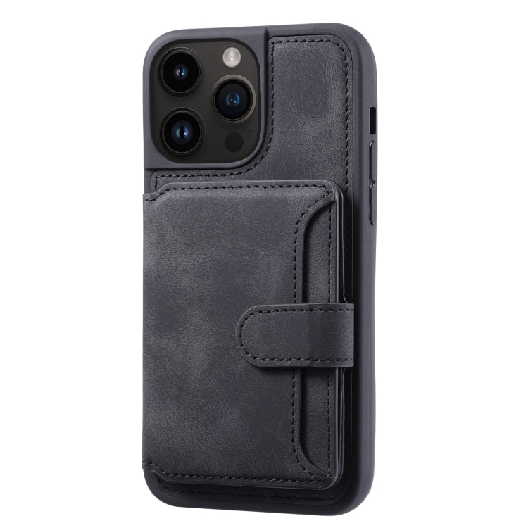 For iPhone 15 Pro Max Skin Feel Dream RFID Anti-theft PU Card Bag Phone Case(Black) - HoMEdemic™ 