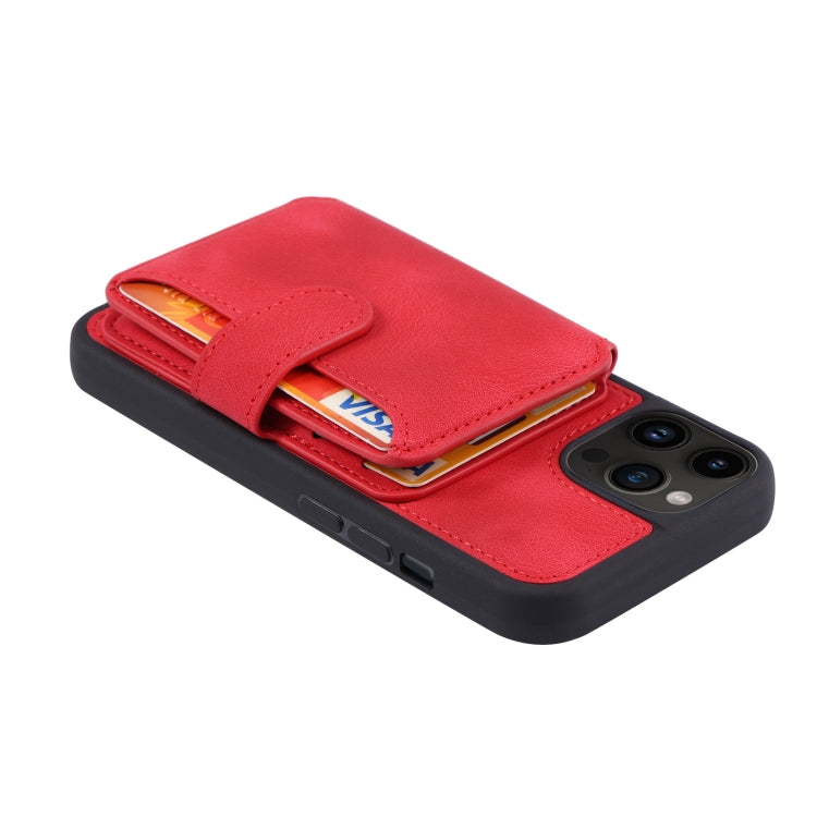 For iPhone 15 Pro Max Skin Feel Dream RFID Anti-theft PU Card Bag Phone Case(Red) - HoMEdemic™ 