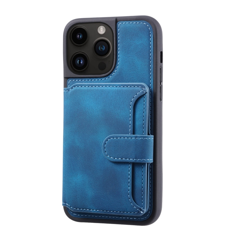 For iPhone 15 Pro Max Skin Feel Dream RFID Anti-theft PU Card Bag Phone Case(Peacock Blue) - HoMEdemic™ 
