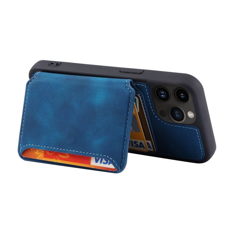 For iPhone 15 Pro Max Skin Feel Dream RFID Anti-theft PU Card Bag Phone Case(Peacock Blue) - HoMEdemic™ 