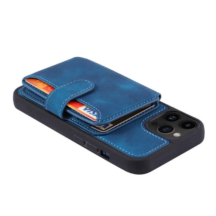 For iPhone 15 Pro Max Skin Feel Dream RFID Anti-theft PU Card Bag Phone Case(Peacock Blue) - HoMEdemic™ 