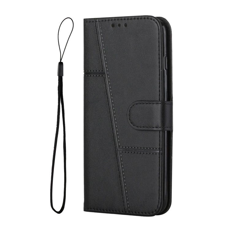 For iPhone 15 Pro Stitching Calf Texture Buckle Leather Phone Case(Black) - HoMEdemic™ 