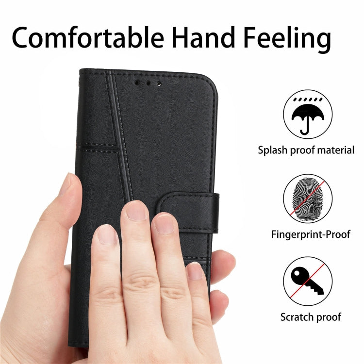 For iPhone 15 Pro Stitching Calf Texture Buckle Leather Phone Case(Black) - HoMEdemic™ 