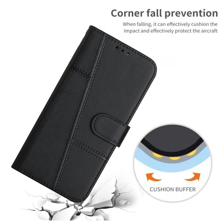 For iPhone 15 Pro Stitching Calf Texture Buckle Leather Phone Case(Black) - HoMEdemic™ 
