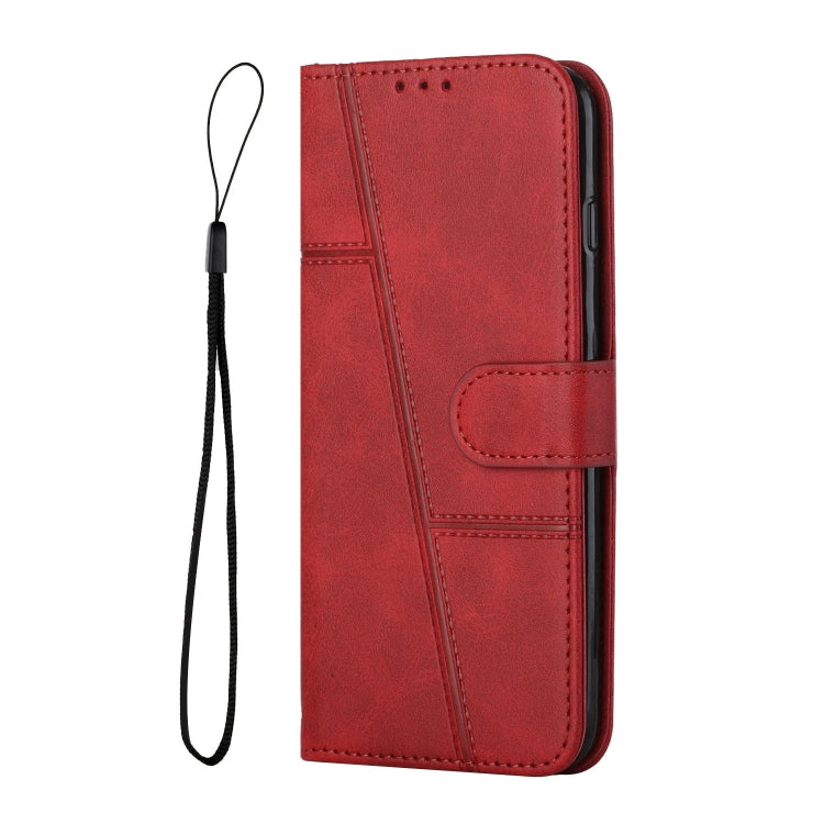 For iPhone 15 Pro Stitching Calf Texture Buckle Leather Phone Case(Red) - HoMEdemic™ 