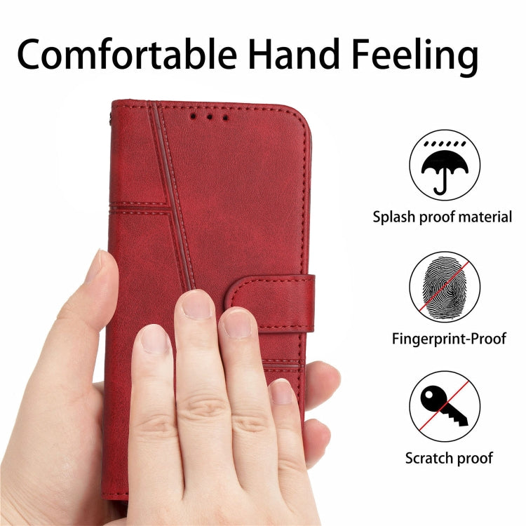 For iPhone 15 Pro Stitching Calf Texture Buckle Leather Phone Case(Red) - HoMEdemic™ 