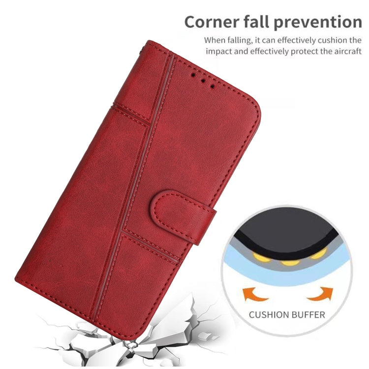 For iPhone 15 Pro Stitching Calf Texture Buckle Leather Phone Case(Red) - HoMEdemic™ 