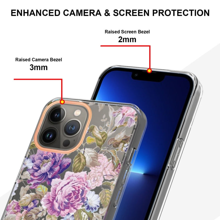 For iPhone 15 Pro Flowers and Plants Series IMD TPU Phone Case(Purple Peony) - HoMEdemic™ 