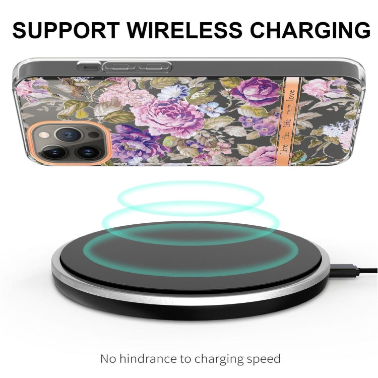 For iPhone 15 Pro Max Flowers and Plants Series IMD TPU Phone Case(Purple Peony) - HoMEdemic™ 