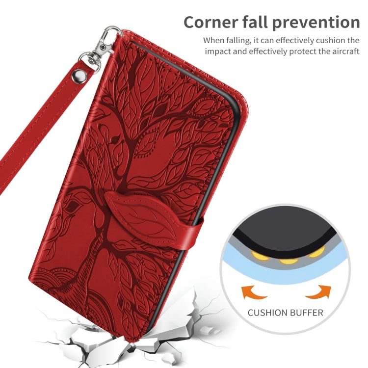 For iPhone 15 Pro Life Tree Embossing Pattern Leather Phone Case(Red) - HoMEdemic™ 