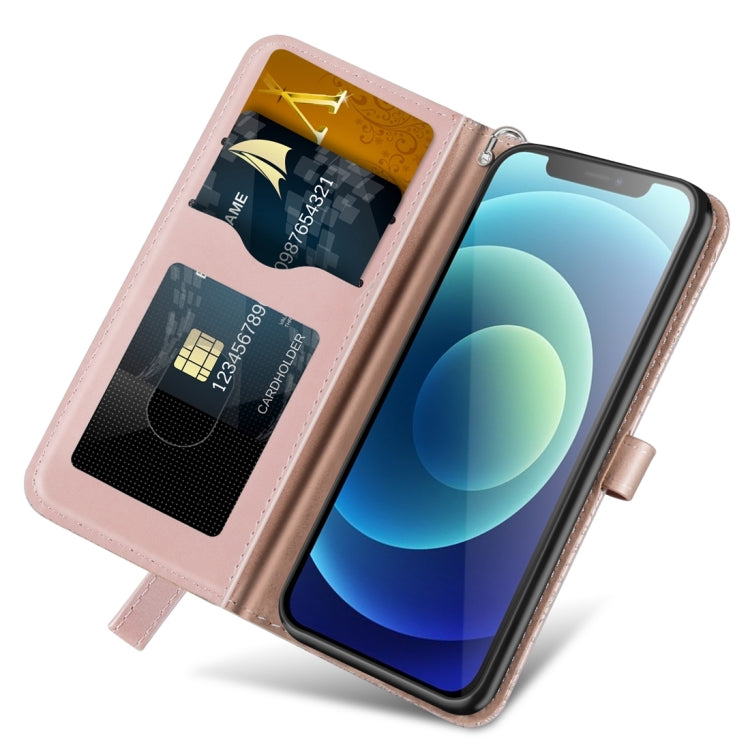 For iPhone 15 Pro Life Tree Embossing Pattern Leather Phone Case(Rose Gold) - HoMEdemic™ 