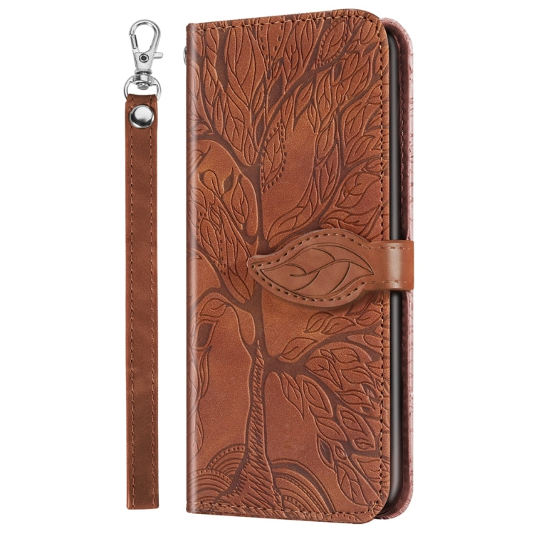 For iPhone 15 Pro Life Tree Embossing Pattern Leather Phone Case(Brown) - HoMEdemic™ 