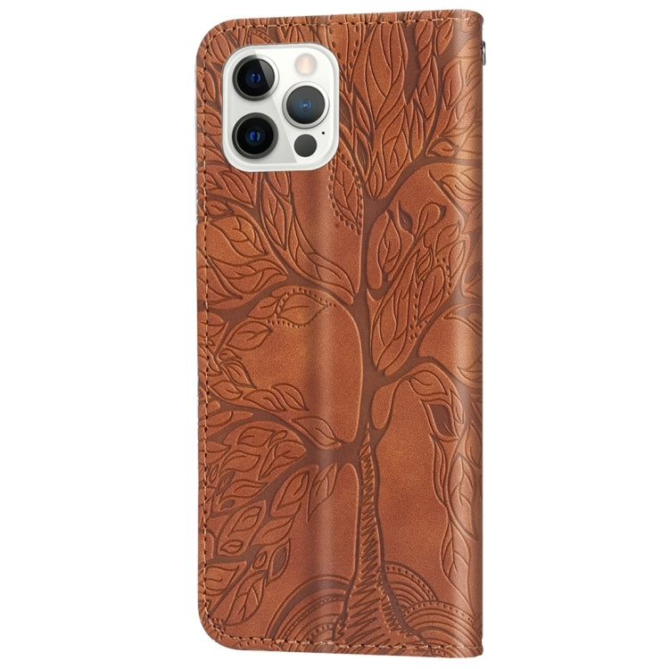 For iPhone 15 Pro Life Tree Embossing Pattern Leather Phone Case(Brown) - HoMEdemic™ 