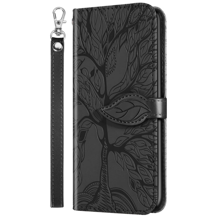 For iPhone 15 Pro Max Life Tree Embossing Pattern Leather Phone Case(Black) - HoMEdemic™ 