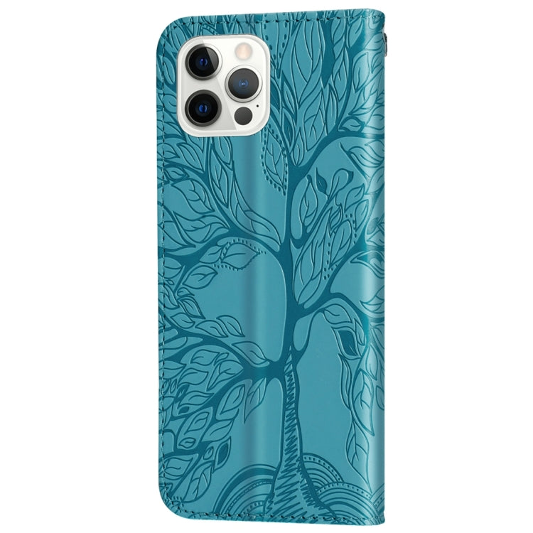 For iPhone 15 Pro Max Life Tree Embossing Pattern Leather Phone Case(Blue) - HoMEdemic™ 