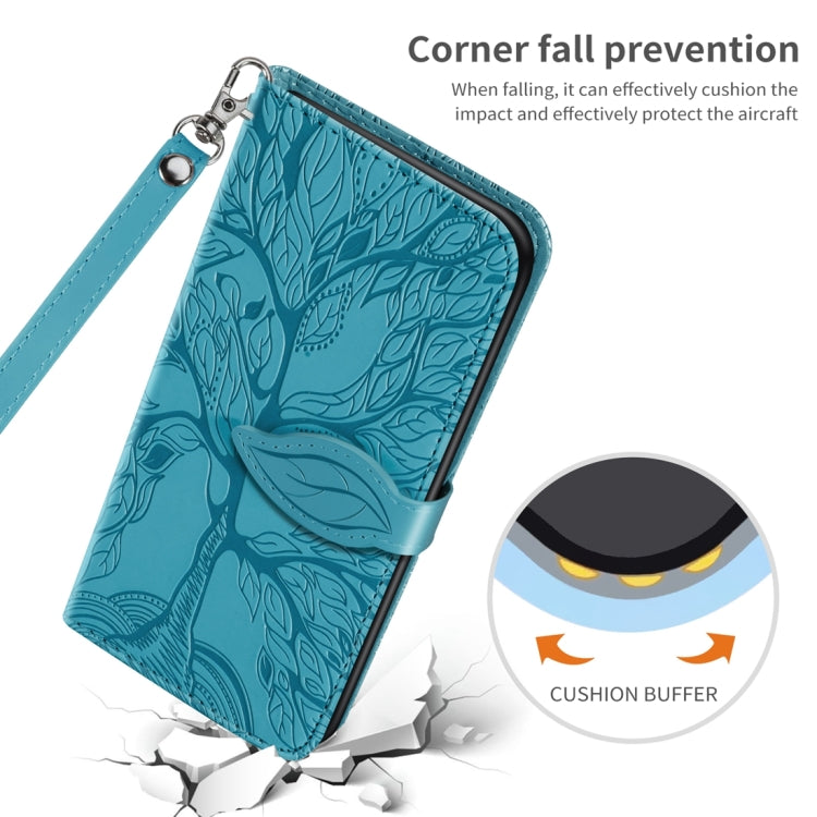 For iPhone 15 Pro Max Life Tree Embossing Pattern Leather Phone Case(Blue) - HoMEdemic™ 