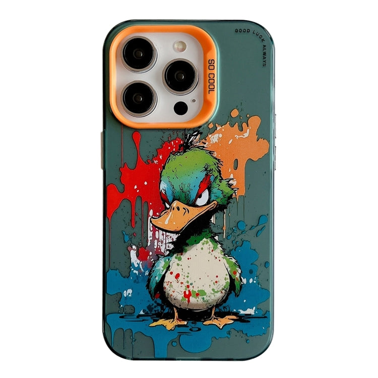 For iPhone 15 Pro Animal Pattern Oil Painting Series PC + TPU Phone Case(Angry Duck) - HoMEdemic™ 
