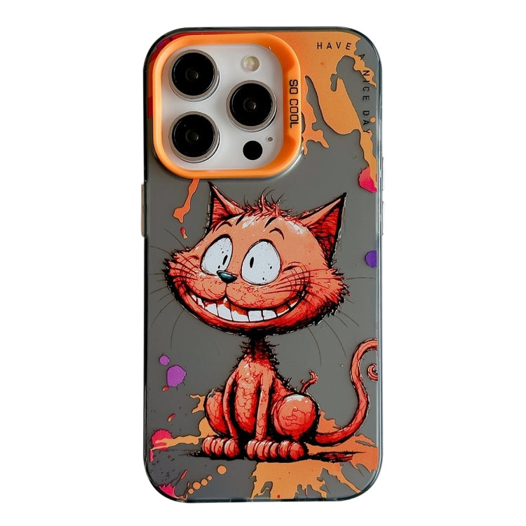 For iPhone 15 Pro Animal Pattern Oil Painting Series PC + TPU Phone Case(Smiling Cat) - HoMEdemic™ 