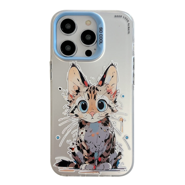 For iPhone 15 Pro Animal Pattern Oil Painting Series PC + TPU Phone Case(Stupid Cat) - HoMEdemic™ 