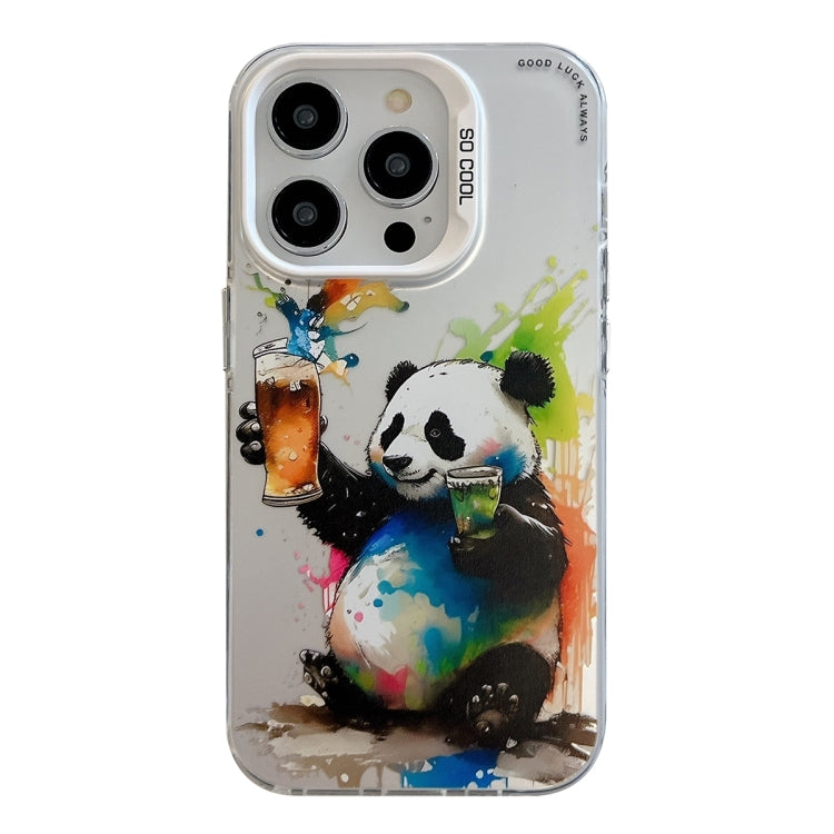 For iPhone 15 Pro Animal Pattern Oil Painting Series PC + TPU Phone Case(Panda) - HoMEdemic™ 