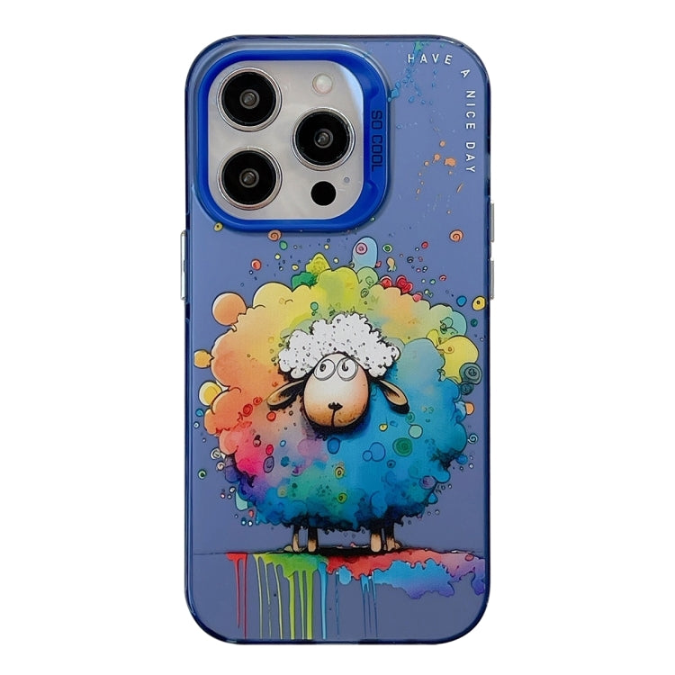 For iPhone 15 Pro Animal Pattern Oil Painting Series PC + TPU Phone Case(Sheep) - HoMEdemic™ 