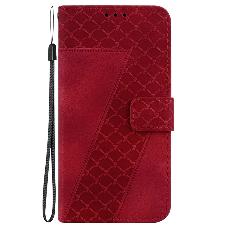 For iPhone 15 Pro Max Seven-shaped Embossed Leather Phone Case(Red) - HoMEdemic™ 